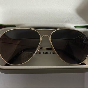 Tom Ford Gold Frame Aviator Sunglasses with Dark Brown Lenses